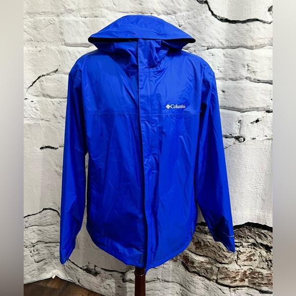 Columbia Other - Columbia 100% Nylon Rain Coat Jacket Hooded Cobalt Blue